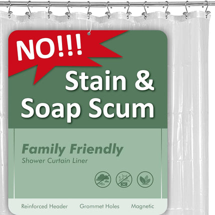 Clear PEVA Shower Curtain Liner Waterproof Rustproof Grommets 3 Magnets 72x72