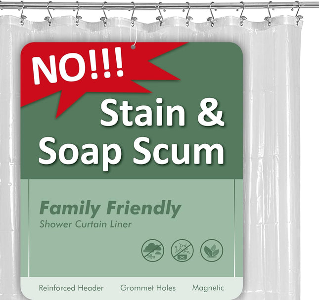 Clear PEVA Shower Curtain Liner Waterproof Rustproof Grommets 3 Magnets 72x72