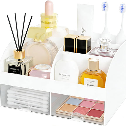 Makeup Organizer with 2 Drawers – Cosmetic & Skincare Storage White