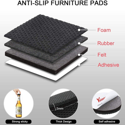 56 PCS Non-Slip Furniture Pads – Self-Adhesive Rubber Feet, Anti-Skid
