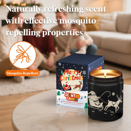 Christmas Citronella Candle 10oz – Scented Soy Wax Holiday Gift for Women & Home