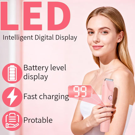 2-in-1 Electric Shaver & Bikini Trimmer, IPX7 Waterproof, LED Display, Rechargeable Pink