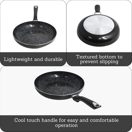 10" Aluminum Ceramic Frying Pan, Speckled Black Nonstick Bistro Skillet