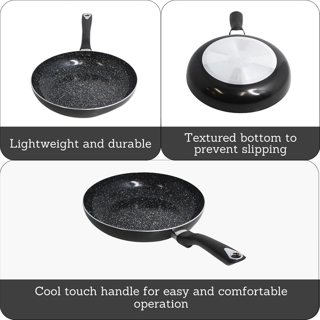 10" Aluminum Ceramic Frying Pan, Speckled Black Nonstick Bistro Skillet