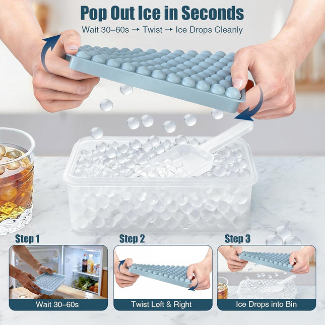 2-Pack Mini Ice Cube Trays – Tiny Pebble Ice, Fast Chill, Stackable