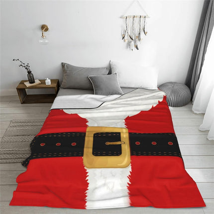 Christmas Santa Claus Belt Throw Blanket, Plush Flannel Warm 60"x50" Xmas Decor