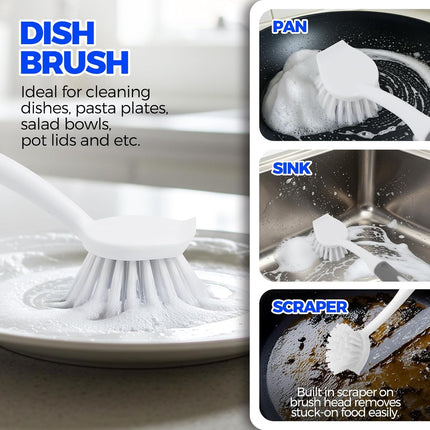 6 Pack Dish Brush Set Bottle Scrub Brush Straw Brushes Kitchen Cleaning Gray