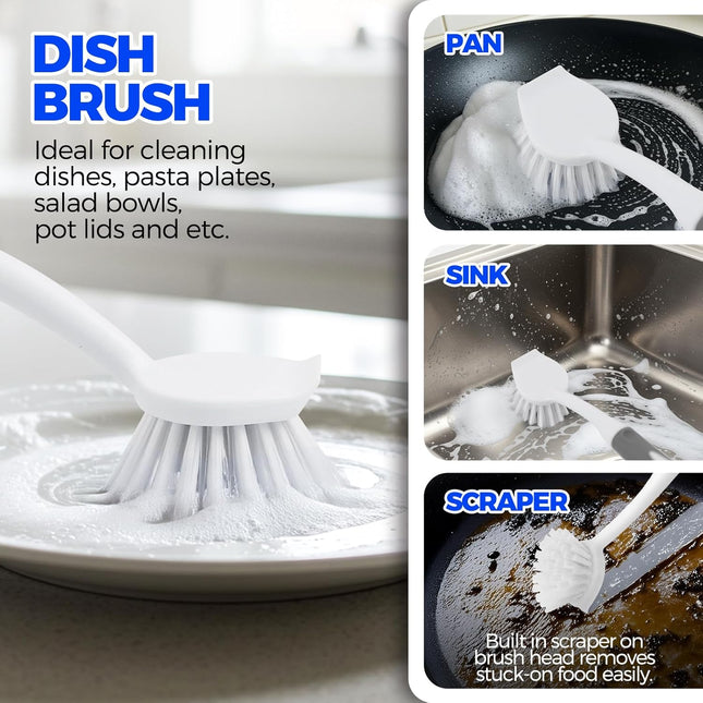 6 Pack Dish Brush Set Bottle Scrub Brush Straw Brushes Kitchen Cleaning Gray