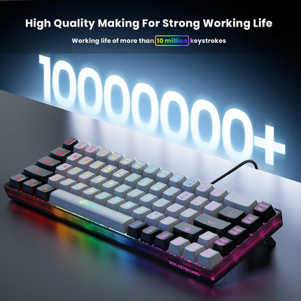 Compact Wired Gaming Keyboard with Backlight 68 Key Anti Ghosting Design