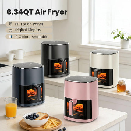 6QT Square Air Fryer with Viewing Window 12 Modes Digital Cooking Oven