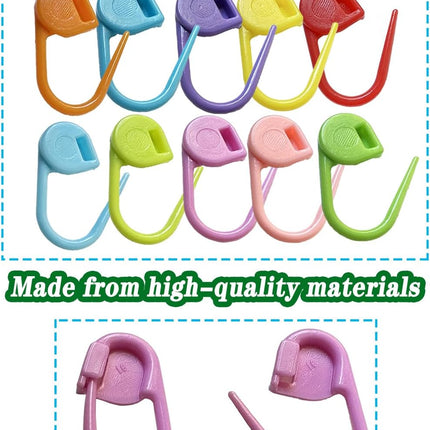 150 PCS Crochet Stitch Markers – 10 Colors, Locking Clips & Counter Set