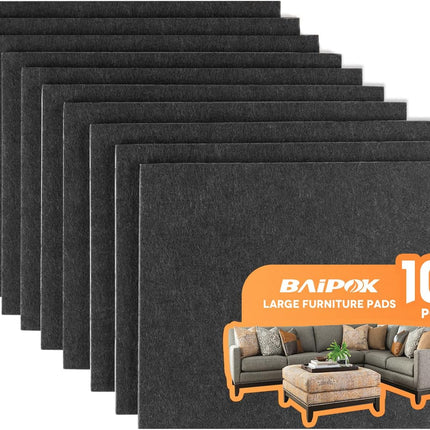 10-Piece Large Felt Pads – 8"x6", Self-Adhesive, Cuttable, Floor Protectors