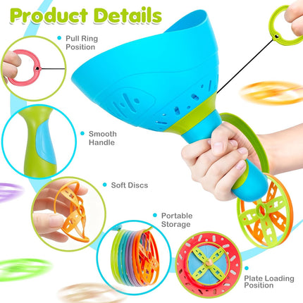 Flying Catch Disc Launcher Game 3 Pack Outdoor Toys for Kids Ages 3-8