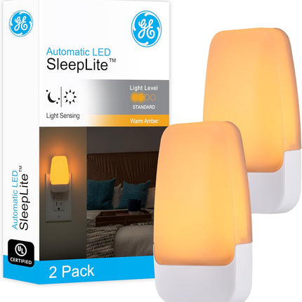 2-Pack Amber Night Lights – Plug-in, Dusk-to-Dawn Sensor, Bedroom & Bathroom