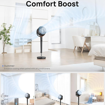 Quiet DC Pedestal Fan 9 Speeds Oscillating Adjustable Timer for Bedroom Home