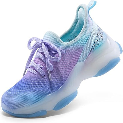 Girls Slip-On Sparkle Sneakers Lightweight Jelly Sole Walking Shoes for Kids