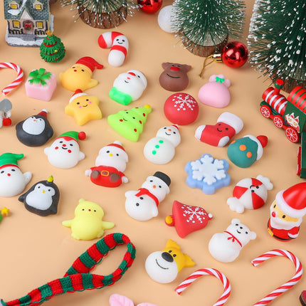 36 PCS Christmas Mochi Squishy Toys – Stress Reliever Squeeze Toys for Kids