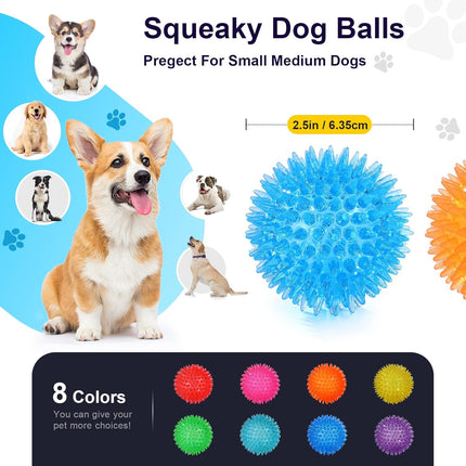 Dog Chew Toy Balls – 8 Pack Colors, 2.5", Safe BPA Free for Puppies