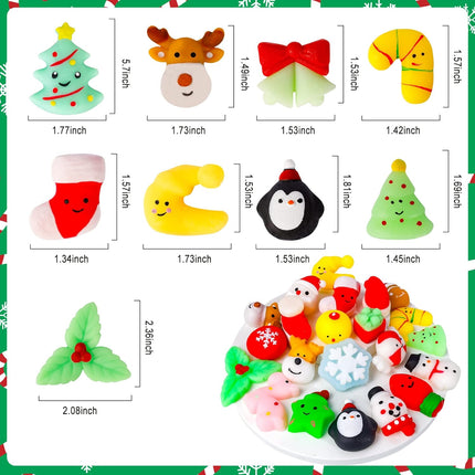 24PCS Christmas Squishies Toys Mochi Squishy Party Favors for Kids