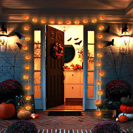 Halloween Pumpkin String Lights, 20 LED 10ft Battery-Operated Jack-O-Lantern Decor