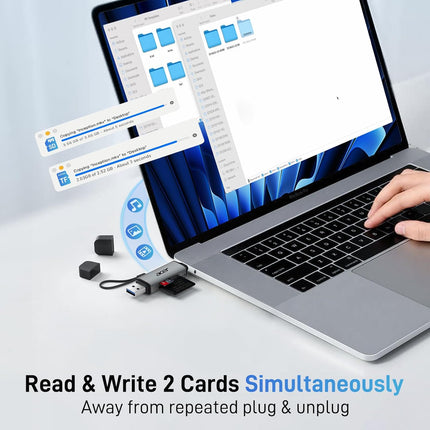 USB C Memory Card Reader Dual Slot for SD SDHC SDXC and MicroSD Cards