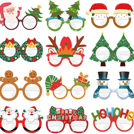12PCS Christmas Glasses – Funny Holiday Party Photo Booth Props for Xmas Fun