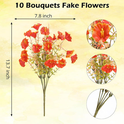 Artificial Fall Mums & Eucalyptus Bundles – UV-Resistant Orange Faux Flowers for Porch & Patio