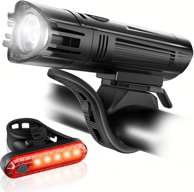 USB Rechargeable Bike Light Set: Front Headlight & Rear Taillight with 4 Modes for Cycling