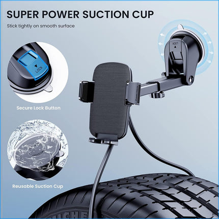 3. TICILFO Phone Mount for Car, Stable Clip Dashboard & Windshield Holder for iPhone