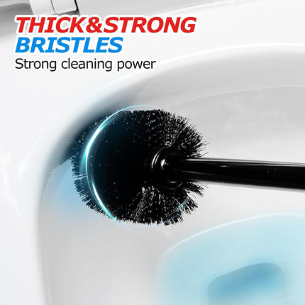 2-in-1 Toilet Brush and Plunger Set with Holder 21 Inch Long Handle Black