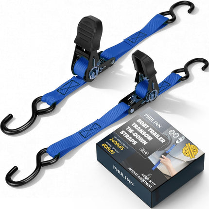 1" x 4FT Boat Trailer Tie-Down Straps, 2400LBS Heavy-Duty Ratchet Transom Straps