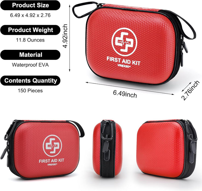 Mini First Aid Kit – 150-Piece Waterproof Medical Kit for Home, Car & Travel