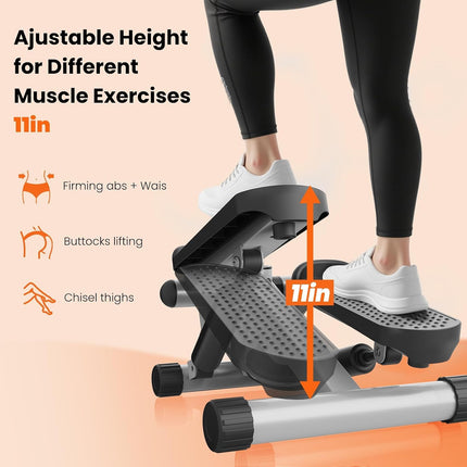 Mini Stair Stepper with Resistance Bands Portable Home Workout 300LB Capacity