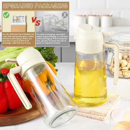 2-Pack 16oz Glass Oil Sprayer & Dispenser for Cooking Air Fryer Olive Oil