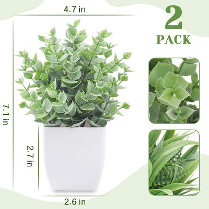 2-Pack Artificial Potted Plants for Desk, Home, Laundry Room, and Bathroom