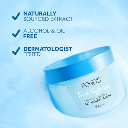 Fresh Hydration Gel Moisturizer 24HR Vitamin E Hyaluronic Acid 3.4 oz Face Care