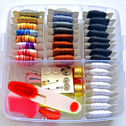 188PCS Embroidery Thread Set – Includes Floss Box, Bobbins & Cross Stitch Kit