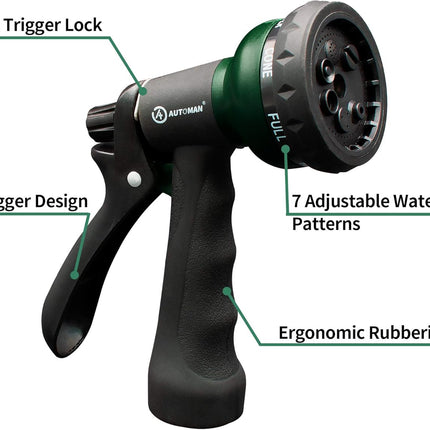 Garden Hose Nozzle – ABS Spray with 7 Adjustable Patterns, Slip-Resistant