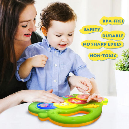 Baby Piano Drum Music Toy with Lights & Animal Sounds for 6-24 Months