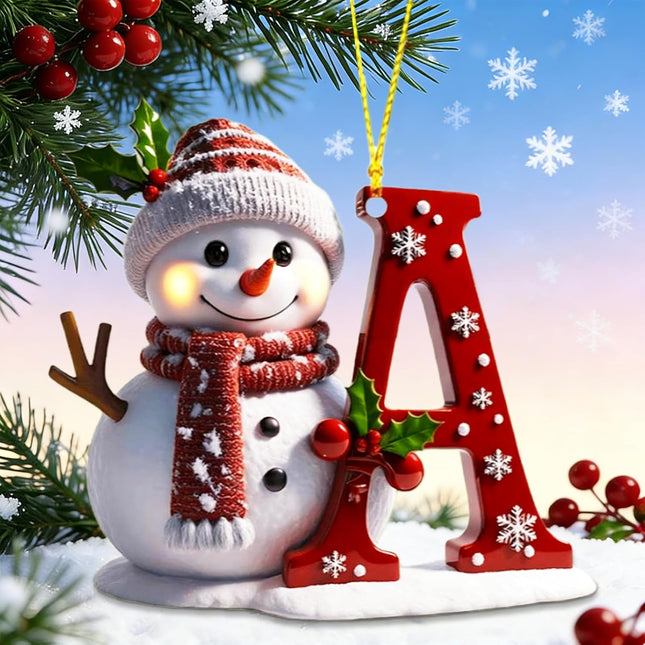Snowman Letter A Christmas Ornament, A-Z Hanging Tree Decor 2025