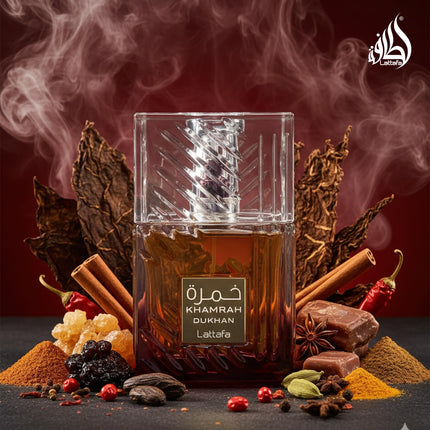 Lattafa Khamrah Dukhan Eau de Parfum 100ml Unisex Amber Spicy Gourmand Fragrance