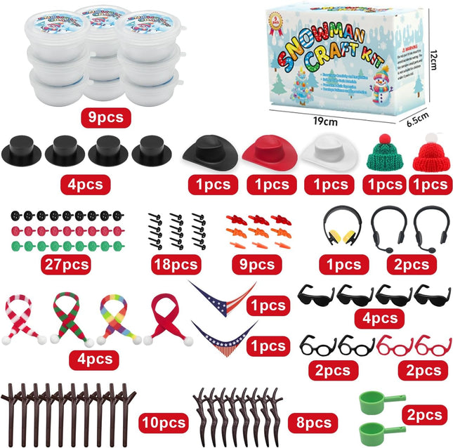 Christmas Snowman Craft Set – Build-a-Snowman Kit for Kids with Modeling Clay