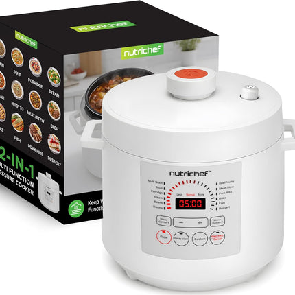 White Electric Pressure Cooker 6 Quart Countertop Multi Function Cooker