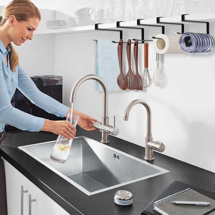 Tumbler Lid Organizer Under Cabinet, Horizontal Hook Holds Up to 10 Lids