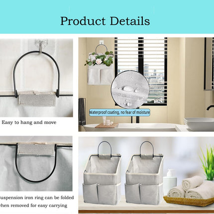 2 Pack Wall Hanging Storage Bag Organizer Pockets Bathroom Bedroom Grey