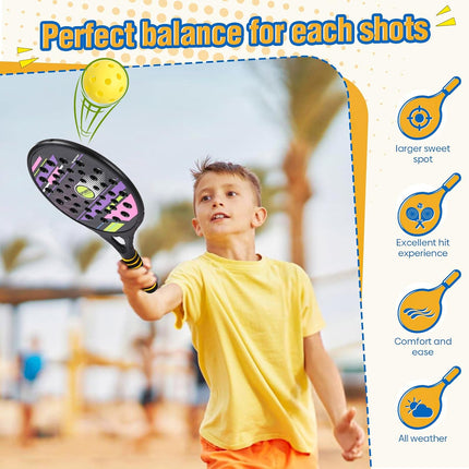 Kids Beach Pickle Ball Set Waterproof Paddles with 3 Balls Outdoor Game