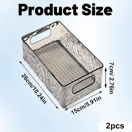 2 PCS Clear Acrylic Storage Containers – Space-Saving Grey Organizers