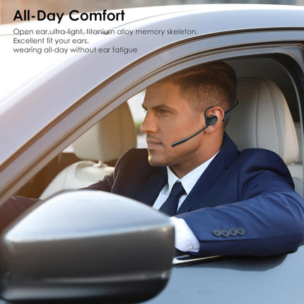 Open Ear Headphones with Mic – Bluetooth 5.3, AI Noise Cancelling, Wireless Headset