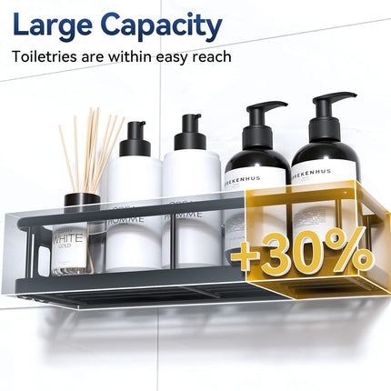 2 Pack Black Shower Caddy Adhesive, Rustproof No Drill Shower Organizer Shelves