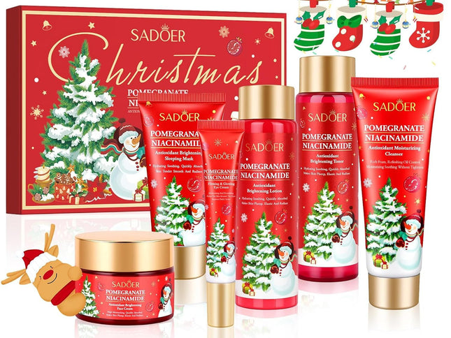 6PCS Christmas Skincare Gift Set – Pomegranate Moisturize & Hydrate